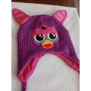 Hasbro Furby Knit Beanie Hat 2013 Purple Glitter Braided Child OSFM Costume